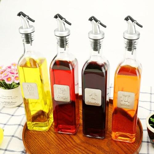 New European Style Seasoning Oil Bottle, Soy Sauce Rectangular Leakproof Glass, Pot, And Vinegar Wine