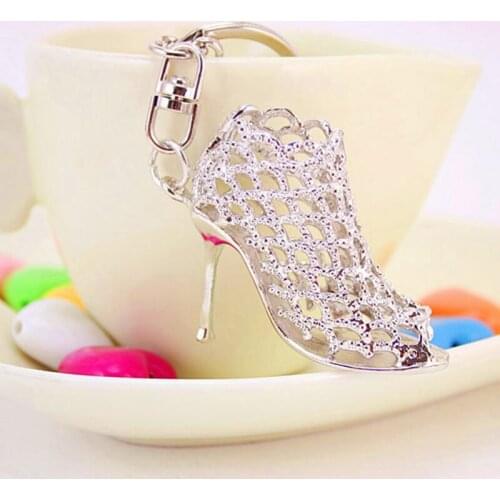 Hollow Out High Heel Shoes Keychain Cute Creative Purse Bag Buckle HandBag Pendant For Car Keyring Holder Women Girl Gift