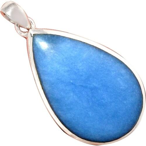 Genuine ANGELITE Pendant 925 Sterling Silver, Total Length : 47 mm, AP7110