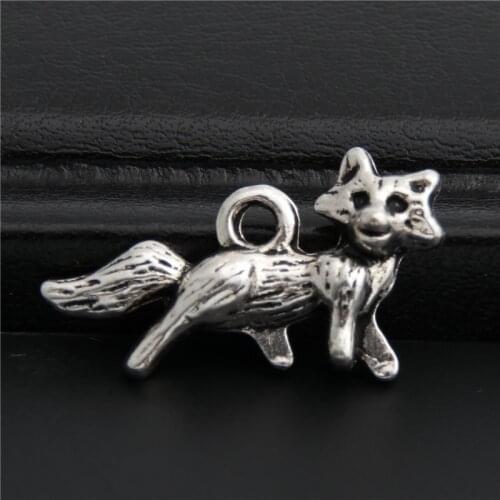 25pcs Tibetan Silver Color Lovely Fox Charms Pendants For Necklace Bracelet Jewelry Making DIY Handmade A2851