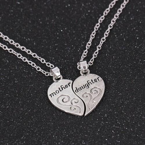 RONGQING 1set Mother daughter Letter necklace Silver Love Long Statement Necklace From Factory