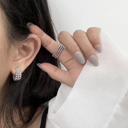 Silvology 925 Sterling Silver Three Layer Round Bead Stud Earrings Vintage Temperament Earrings for Women 925 Minimalist Jewelry