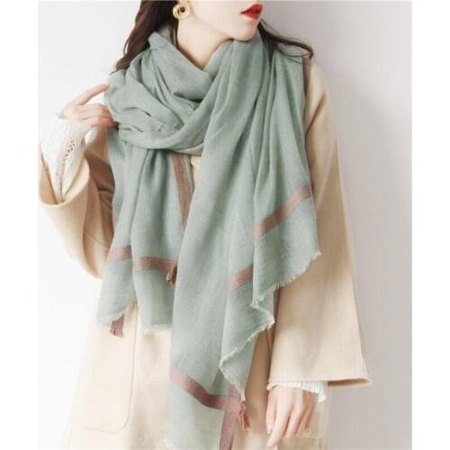 100% pure wool scarf Women elegant plain geometric design female shawl autumn and winter water soluble wool scarf