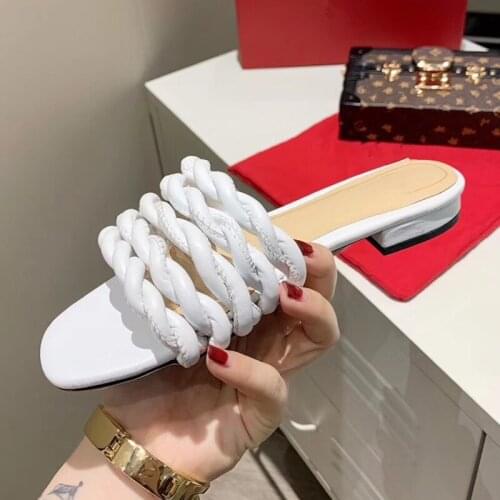 Weave Slippers Women Flat Shoes Cozy Female Slides Casual Summer Shoes Woman High Quality Ladies Sandals Zapatos De Mujer 2020