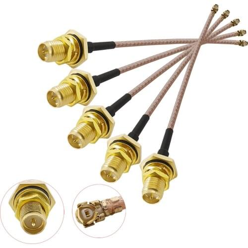 5Pcs RP SMA Female Male Pin With O-Ring To U.FL IPX IPEX RF RG178 Cable For Wireless Routers Mini PCIe Cards Network PCI WiFi