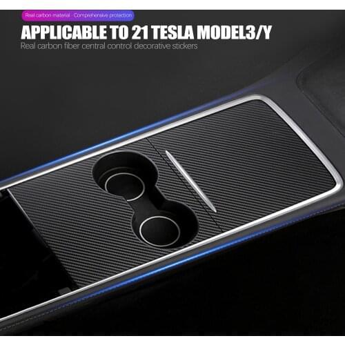 Speedpark For 2021 Tesla Model3 ModelY Armrest box center control carbon pattern patch Carbon Fiber Sticker