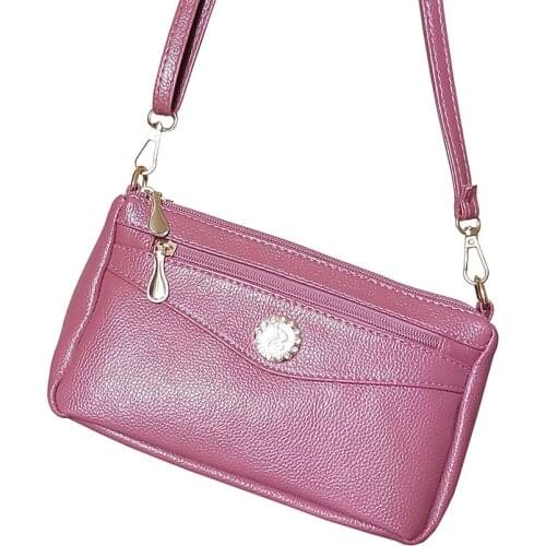 High quality Leather Womens Shoulder bags Double Zipper PU Leather Small Messenger bag for Lady Casual Multiple pocket Handbag