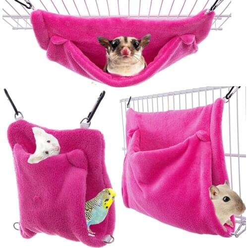 3 Colors Warm Two Layer Parrot Hamster Chinchilla Hammock Squirrel Sugar Glider Hanging Sleeping Bag Bed Cage Small Pet Supply
