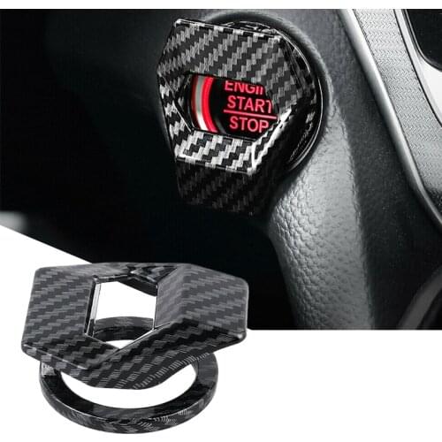 Universal Car Engine Start Stop Push Button Switch Cover Trim Sticker Decor Aluminum Alloy Carbon Fiber Style