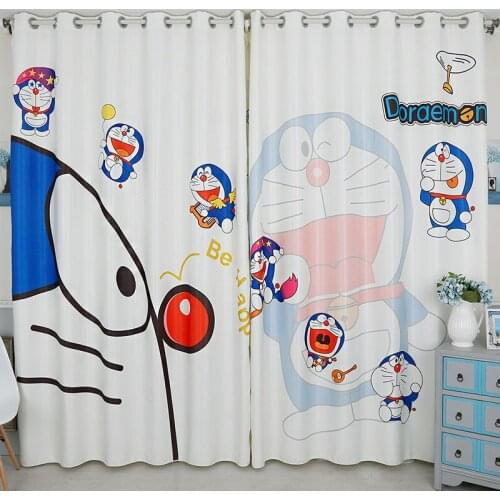 Custom Made 2x Grommet Window Drapery Window Curtain Nursery Kids Children Room Window Dressing Tulle 200x260cm Doraemon White