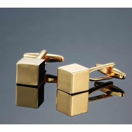 Mens Shirt Cufflinks smooth Cuff links Groom Suit gold Metal Cube Cufflinks High Quality Best Wedding party Gift