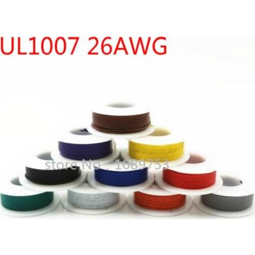10 Meters 1.3mm PVC Electronic Cable Tinned Copper 26AWG led Cable, PVC Insulated Wire, 26 awg UL1007 extension connect wire