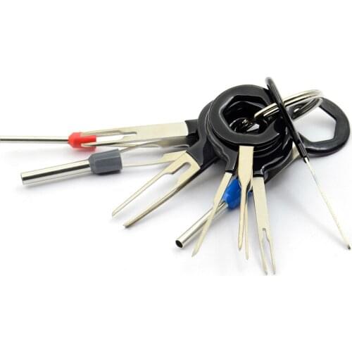 11 pcs Auto Car Plug Circuit Board Wire Harness Terminal Extraction Pick Connector Crimp Pin Back Needle Remove Tool Set