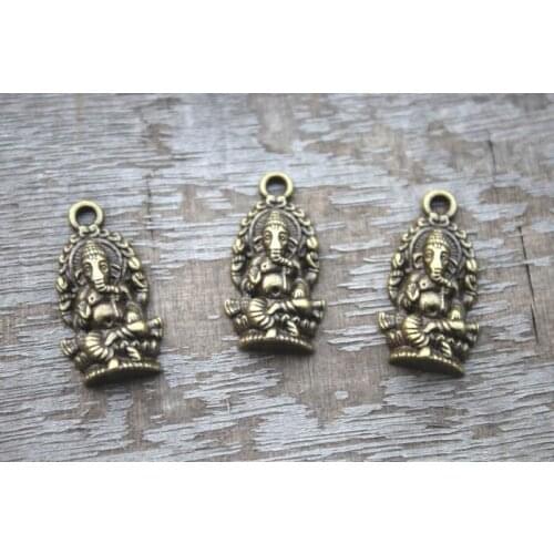 15pcs--Ganesha charms, Antique Tibetan bronze Ganesha charms pendants 27x14mm