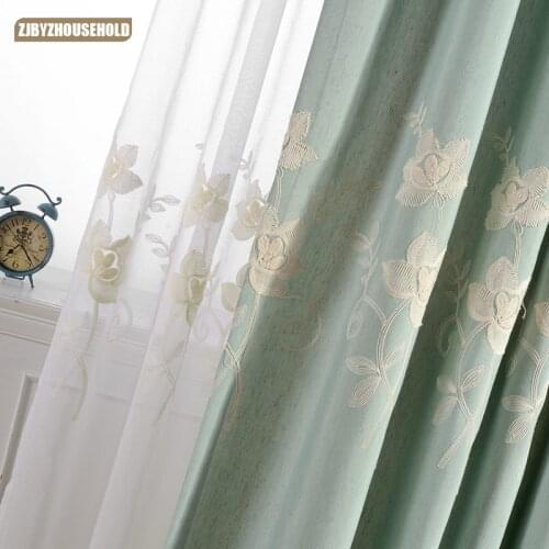 2021 New Modern Curtains for Living Dining Room Bedroom Simple Cotton and Linen Embroidered Curtains Fabric Window Tulle