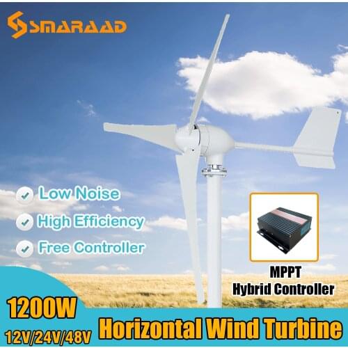 1200W 12V/24V 48V 3 Blades Wind Turbine Generator Powerful Windmill Energy Turbines For Land And Marine Include Controller