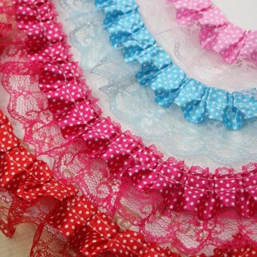 40yards/lot Polka dot pleat lace for scrapbooking,trimming lace for garment,DIY craft