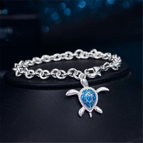 Cute Tortoise Charm Bracelet Silver Color Hand Chain for Women Fashion Jewelry