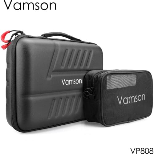 Vamson Carrying Case for GoPro Hero 9 8 7 6 5/DJI Osmo/Insta360 One X Hard PU Shell DIY Protective Travel Case Storage Bag VP808