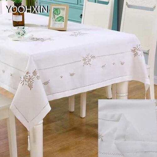 Europe white lace flower art Tablecloth embroidery kitchen Table Cover cloth dining Christmas Wedding New Year decoration