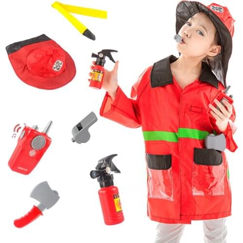 Fire-fighting Costumes Pretend Toy For Kids Funny Firefighter Dress Up Role Play Toy Accessories Child Firefighter Costumes Toy