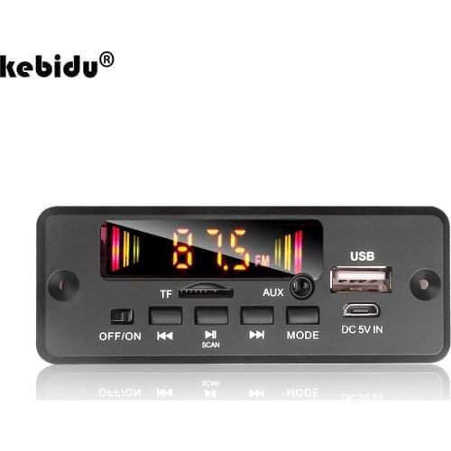 Kebidu DC 5V/12V/32V Bluetooth 5.0 Decoder Board Handsfree Car MP3 Player Support Recording FM TF SD Card AUX 2 x 3W Amplifier