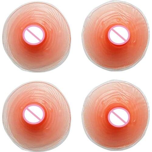 Adhesive Silicone Nipples Reusable Breast Covers Forms Natural Attachable Fake Nipples Ajusen for Women Man