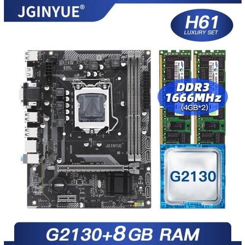 H61 desktop motherboard set kit H61M-S1 with Intel G2130 LGA1155 CPU 8G(2*4G) DDR3 RAM Mico-ATX Integrated Graphics