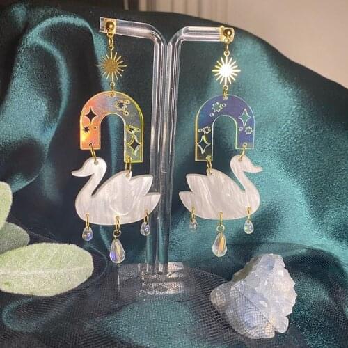 Swan Earrings, Abstract Swan Earrings, Bird Earrings, Animal Earrings