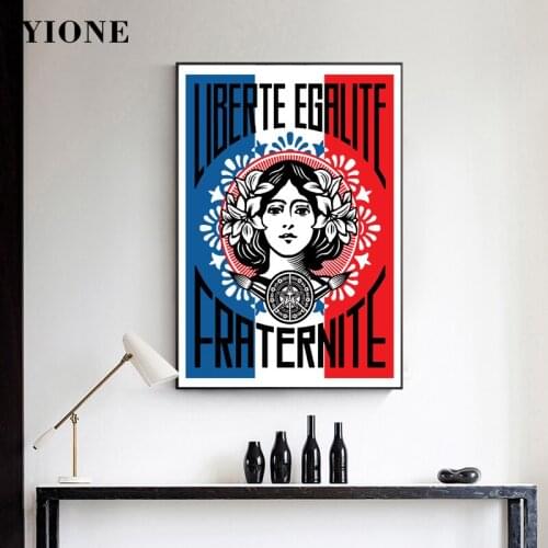 Liberte Egrlite Fraternite Canvas Painting Custom Vintage Obey Peace Art Poster for Bedroom Wall Picture Print Home Decoration
