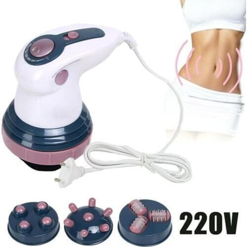 Body Slim Massage Shaper Anti Cellulite Massager Vibration Roller Loss Weight Electric Fat Burner Tool with 4 Massage Heads US