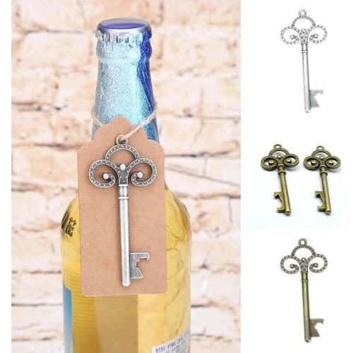 Fashion Key Shaped Bottle Opener DIY Keychain Shaped Zinc Alloy Copper Silver Color Key Ring Beer Bottle Opener Creative Gift