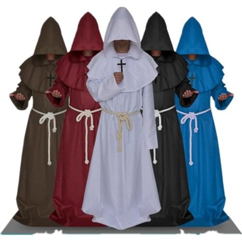 Monk Hooded Robes Cloak Cape Friar Medieval Renaissance Priest Men Carnival Costume Halloween costume