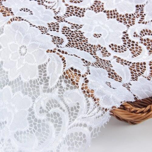 Stretch Floral Embroidered Lace Fabric Mesh tissu for Dress,Curtain,Wedding Gowns Black White Pink Navy Red Green by the meter