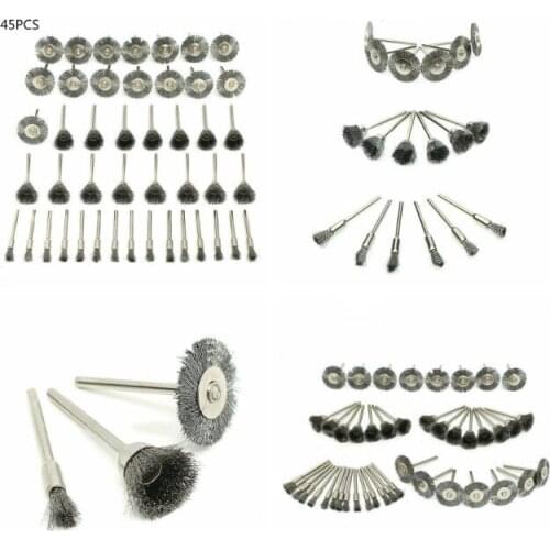 Stainless Steel Wheel Brushes Wire Brushes Set for Accessories Rotary Tools Polish Clean Tool /45 PCS