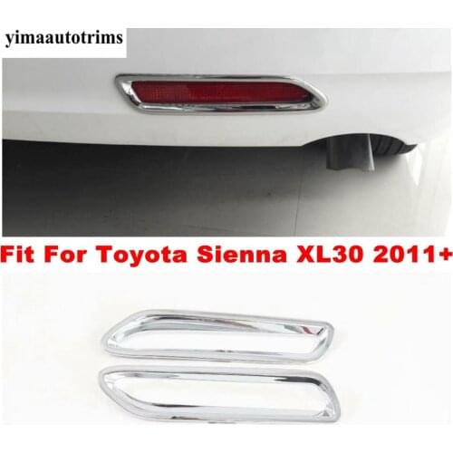 Car Rear Bumper Fog Lights Lamp Cover Trim Fit For Toyota Sienna XL30 2011 - 2020 Accessories Chrome ABS Exterior Refit Kit