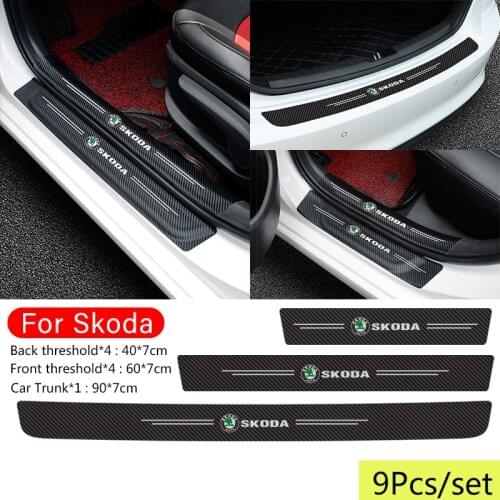 Car Door Threshold Bumper Strip Sticker Decoration for Skoda Rapid Kodiaq Superb Kamiq Fabia 2 Octavia Tour RS Yeti Karoq Kodiak