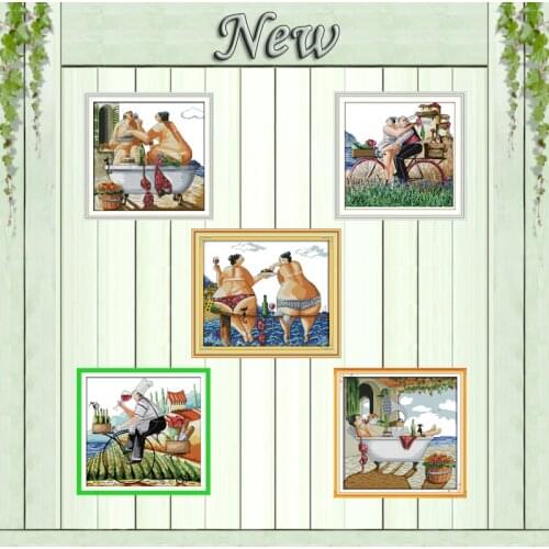 Enjoy life lovers beach decor painting counted print on canvas DMC 11CT 14CT chinese Cross Stitch kits embroidery needlework Set