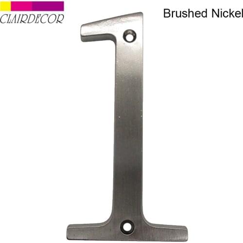 House Number 101mm Flush Mount Brushed Nickel Metal Number Door Address Number Zinc Alloy Screw Mounted Outdoor Address Sign #1