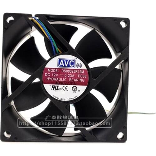 New original DS08025R12M 12V 0.23A 8CM 8025 4-wire temperature control speed regulation silent chassis cooling fan