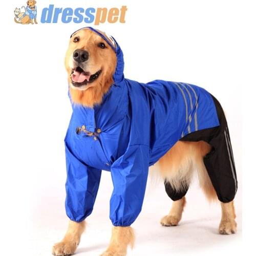 DRESSPET Pet Dog Raincoats Separable Impermeable Golden Retriever Labrador Clothes Waterproof Rain Coat For Medium Large Dogs XL