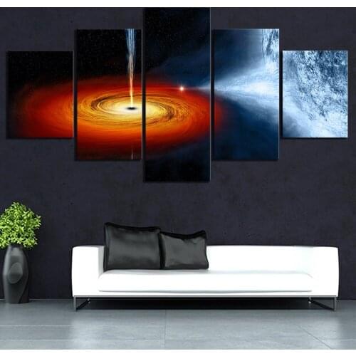 5 Piece Fantasy Art Outer Space Black Hole Poster HD Wall Sticker Canvas Paintings The Milky Way Picture Wall Art Paintings