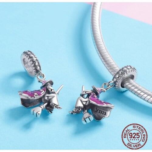 Fit Pandora bracelet charm magic witch necklace pendant 100% 925 sterling silver charms for women original jewelry making gift