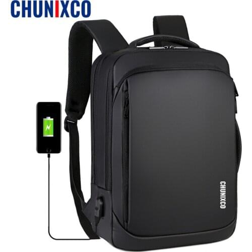 CHUNIXCO Mens Backpack Water Repellent 15.6 inch Laptop Backpack for Man USB Charging Bag Business Backpacks Male Travel Bag