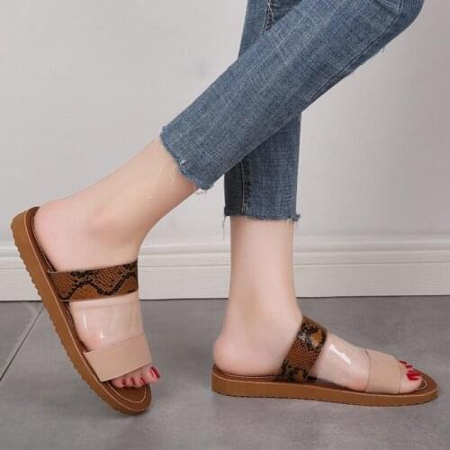 Womens Sandals Leopard Snake Print Shoes Casual Animal Prints Outside Slippers Flat Buckle Slippers Womens Hot 2021