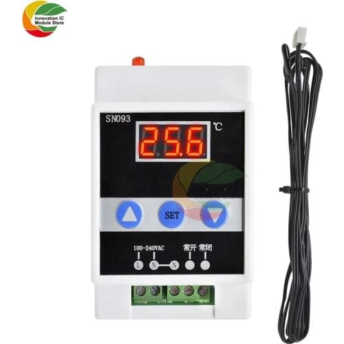 AC 110V-240V 220V Rail Temperature Digital Red Display Thermostat Thermostat Incubator Cooling Heating Temperature Control