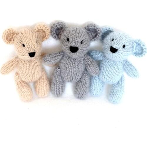 Knit Teddy Bear Photography Props Cute Newborn Toys Lovely Teddy Doll Crochet Bear Bunny Baby Toys Photo Prop Stuffed Bunny