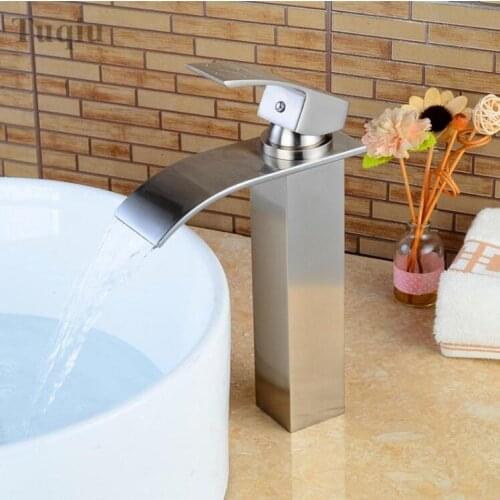 Vidric Chrome/Nickel/Black Oil Bathroom Faucet hot and cold Square Brass Basin Faucet Waterfall Sink Faucet Single Handle water