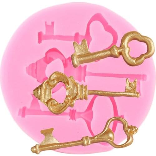 Vintage Key Silicone Mold DIY Cupcake Topper Fondant Cake Decorating Tools Candy Chocolate Gumpaste Mould Polymer Clay Molds