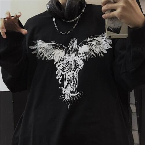 Japanese Ulzzang M-3XL streetwear Vintage gothic devil cartoon casual hip-hop autumn ins long-sleeved female Harajuku sweatshirt